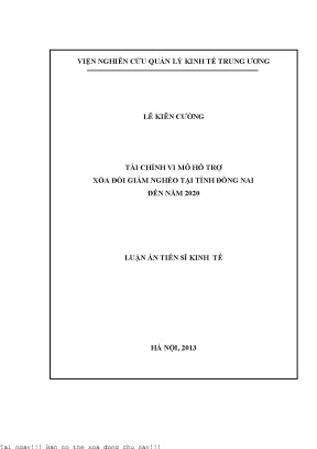 Tài chính vi mô hỗ trợ xóa đói giảm nghèo tại tỉnh đồng nai đến năm 2020
