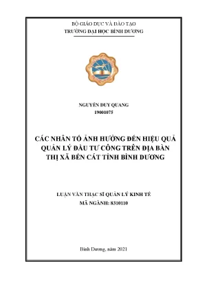 Các nhân tố ảnh hưởng đến hiệu quả quản lý đầu tư công trên địa bàn thị xã bến cát tỉnh bình dương