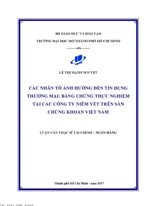 Các nhân tố ảnh hưởng đến tín dụng thương mại bằng chứng thực nghiệm tại các công ty niêm yết trên sàn chứng khoán việt nam