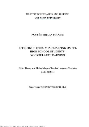 Effects of using mind mapping on efl high school students vocabulary learning tác động của sơ đồ tư duy đến việc học từ vựng tiếng anh của học sinh trung học phổ thông