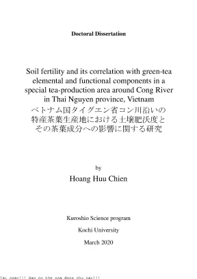 Soil fertility and its correlation with green tea elemental and functional components in a special tea production area around cong river in thai nguyen province vietnam