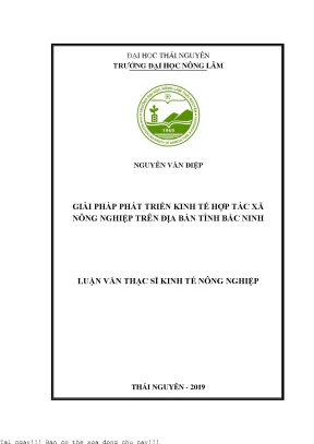 Giải pháp phát triển kinh tế hợp tác xã nông nghiệp trên địa bàn tỉnh bắc ninh
