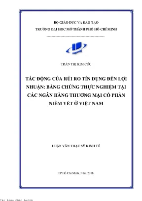 Tác động của rủi ro tín dụng đến lợi nhuận bằng chứng thực nghiệm tại các ngân hàng thương mại cổ phần niêm yết ở việt nam