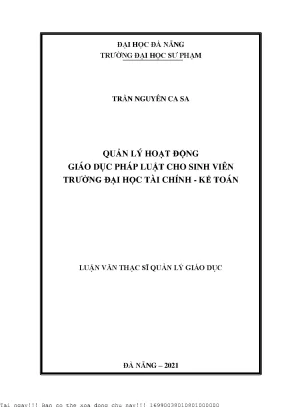 Quản lý hoạt động giáo dục pháp luật cho sinh viên trường đại học tài chính kế toán