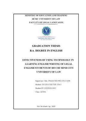 Effectiveness of using technology in learning english writing of legal english students of ho chi minh city university of law