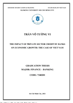 The impact of private sector credit by banks on economic growth  the case of viet nam bachelor thesis of banking and finance