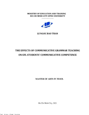 The effects of communicative grammar teaching on efl students communicative competence le ngoc bao tran nguyen huy cuong supervisor