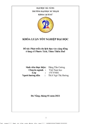 Phát triển du lịch dựa vào cộng đồng ở làng cổ phước tích thừa thiên huế