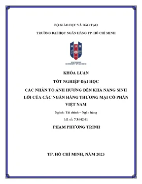 Các nhân tố ảnh hưởng đến khả năng sinh lời của các ngân hàng tmcp việt nam