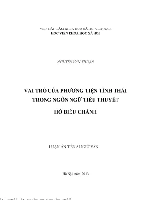 Vai trò của phương tiện tình thái trong ngôn ngữ tiểu thuyết hồ biểu chánh