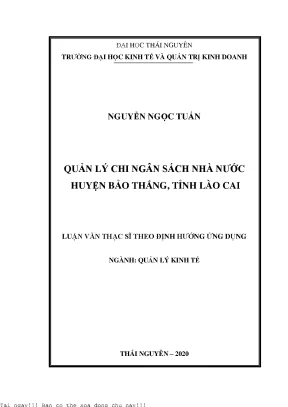 Quản lý chi ngân sách nhà nước huyện bảo thắng tỉnh lào cai