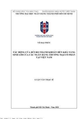 Tác động của rủi ro thanh khoản đến khả năng sinh lời của các ngân hàng thương mại cổ phần tại việt nam 2022