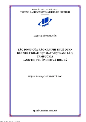 Tác động của rào cản phi thuế quan đến xuất khẩu dệt may việt nam lào campuchia sang thị trường eu và hoa kỳ