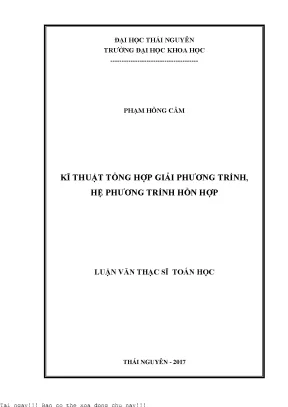 Kĩ thuật tổng hợp giải phương trình hệ phương trình hỗn hợp