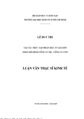Tái cấu trúc tập đoàn đầu tư sài gòn theo mô hình công ty mẹ công ty con