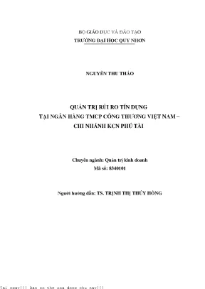 Quản trị rủi ro tín dụng tại ngân hàng tmcp công thương việt nam chi nhánh kcn phú tài