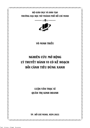 Nghiên cứu mở rộng lý thuyết hành vi có ké hoạch bối cảnh tiêu dùng xanh