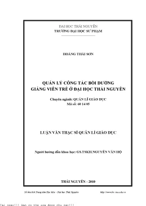 Quản lý công tác bồi dưỡng giảng viên trẻ ở đại học thái nguyên