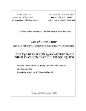 Chế tạo đế cảm biến ag si cấu trúc nano nhằm phát hiện chất hữu cơ độc hại r6g