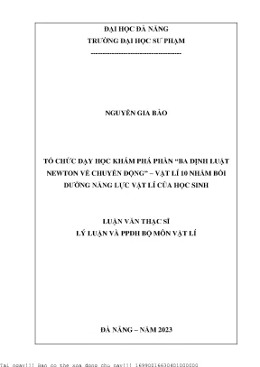 Tổ chức dạy học khám phá phần ba định luật newton về chuyển động vật lí 10 nhằm bồi dưỡng năng lực vật lí của học sinh