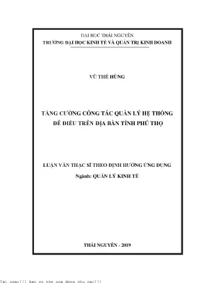 Tăng cường công tác quản lý hệ thống đê điều trên địa bàn tỉnh phú thọ
