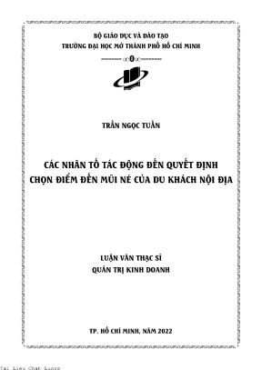 Các nhân tố tác động đến quyết định chọn điểm đến mũi né của du khách nội địa