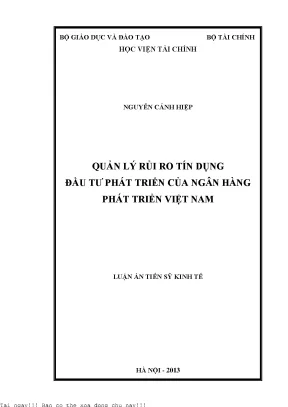 Quản lý rủi ro tín dụng đầu tư phát triển của ngân hàng phát triển việt nam