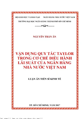 Vận dụng quy tắc taylor trong cơ chế điều hành lãi suất của ngân hàng nhà nước việt nam