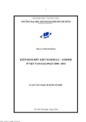 Kiểm định điều kiện marshall lerner ở việt nam giai đoạn 2000 2014
