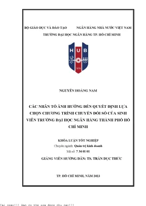 Các nhân tố ảnh hưởng đến quyết định lựa chọn chương trình chuyển đổi số của sinh viên đại học ngân hàng tp hồ chí minh 2023