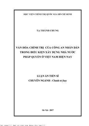 Văn hóa chính trị của công an nhân dân trong điều kiện xây dựng nhà nước pháp quyền ở việt nam hiện nay