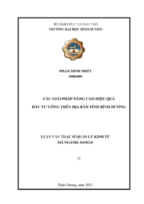 Các giải pháp nâng cao hiệu quả đầu tư công trên địa bàn tỉnh bình dương