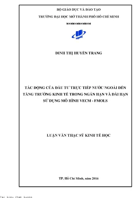 Tác động của đầu tư trực tiếp nước ngoài đến tăng trưởng kinh tế trong ngắn hạn và dài hạn sử dụng mô hình vecm
