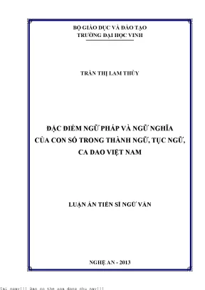 Đặc điểm ngữ pháp và ngữ nghĩa của con số trong thành ngữ tục ngữ ca dao việt nam