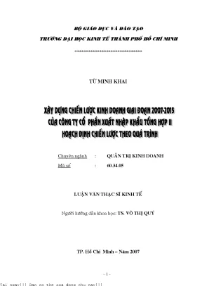 Xây dựng chiến lược kinh doanh giai đoạn 2007 2015 của công ty cổ phần xuất nhập khẩu tổng hợp ii hoạch định chiến lược theo quá trình