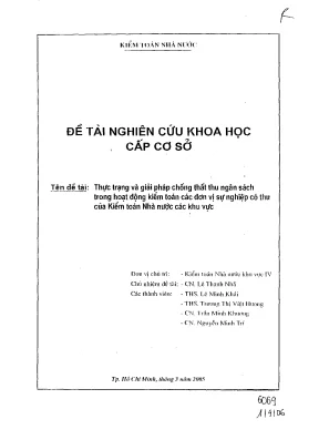Thực trạng và giải pháp chống thất thu ngân sách trong hoạt động kiểm toán các đơn vị sự nghiệp có thu của kiểm toán nhà nước các khu vực