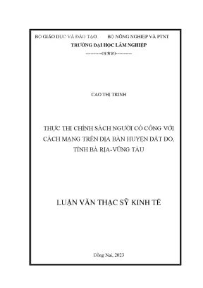 Thực thi chính sách người có công với cách mạng trên địa bàn huyện đất đỏ tỉnh bà rịa vũng tàu