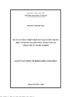 Quản lý phát triển đội ngũ giáo viên trung học cơ sở huyện bảo yên tỉnh lào cai theo chuẩn nghề nghiệp