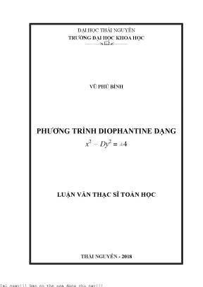 Phương trình diophantine dạng x2 − dy2 ±4
