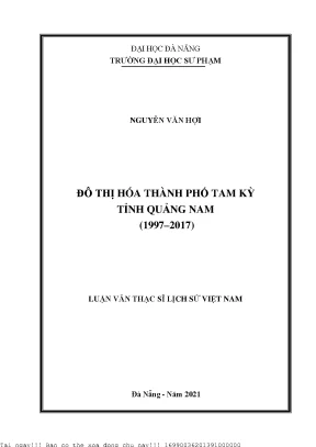Đô thị hóa thành phố tam kỳ tỉnh quảng nam 1997 2017