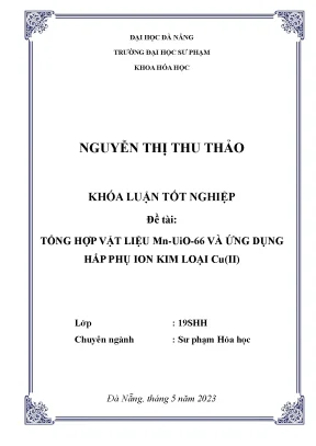Tổng hợp vật liệu mn uio 66 và ứng dụng hấp phụ ion kim loại cuii