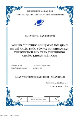 Nghiên cứu thực nghiệm về mối quan hệ giữa cấu trúc vốn và lợi nhuận bất thường tích lũy trên thị trường chứng khoán việt nam
