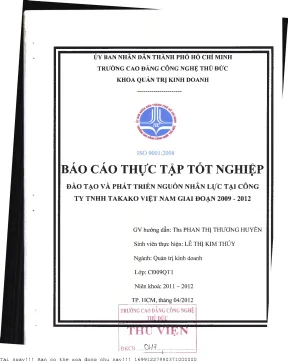Đào tạo và phát triển nguồn nhân lực tại công ty tnhh takako việt nam giai đoạn 2009 2012