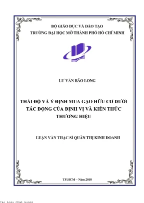 Thái độ và ý định mua gạo hữu cơ dưới tác động của định vị và kiến thức thương hiệu