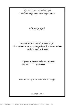 Nghiên cứu cơ sở khoa học xây dựng web atlas quản lý hành chính thành phố hà nội