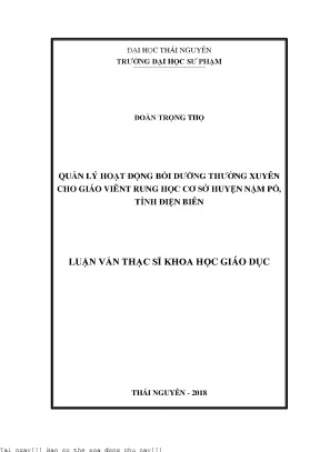 Quản lý hoạt động bồi dưỡng thường xuyên cho giáo viên trung học cơ sở huyện nậm pồ tỉnh điện biên