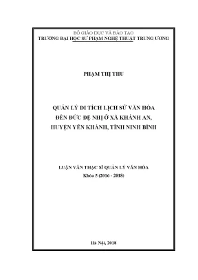 Quản lý di tích lịch sử văn hóa đền đức đệ nhị ở xã khánh an huyện yên khánh tỉnh ninh bình