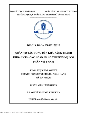 Nhân tố tác động đến khả năng thanh khoản của các ngân hàng thương mại cổ phần việt nam 2021