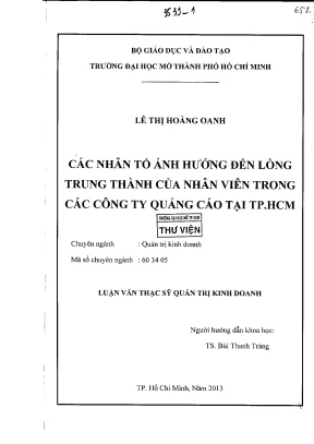 Các nhân tố ảnh hưởng đến lòng trung thành của nhân viên trong các công ty quảng cáo tại tp hcm
