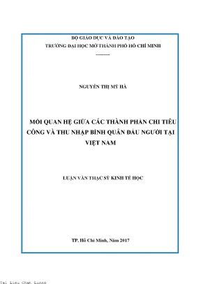 Mối quan hệ giữa các thành phần chi tiêu công và thu nhập bình quân đầu người tại việt nam